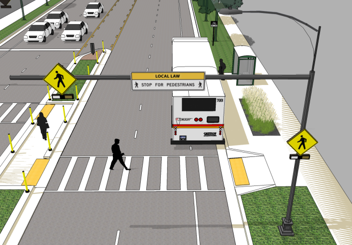 Mid Block Crosswalks For Arterial Five Lane Roadways The Greenway