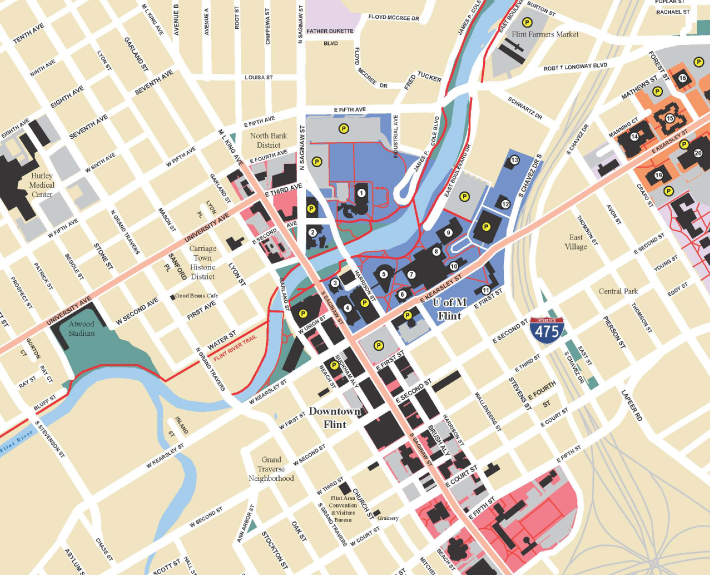 Downtown Flint Walking Map – The Greenway Collaborative