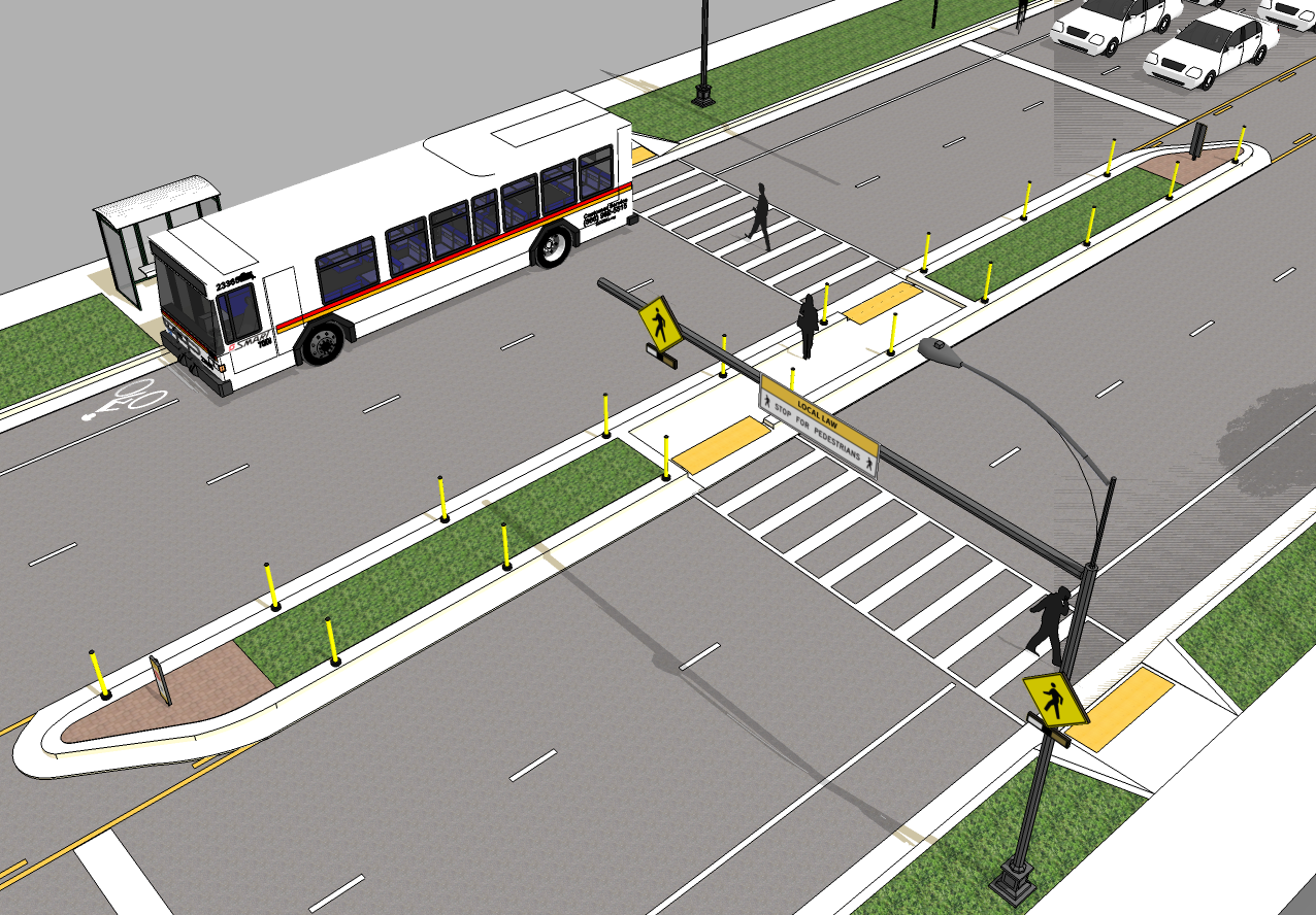 Midblock Crosswalks for Arterial Five Lane Roadways The Greenway