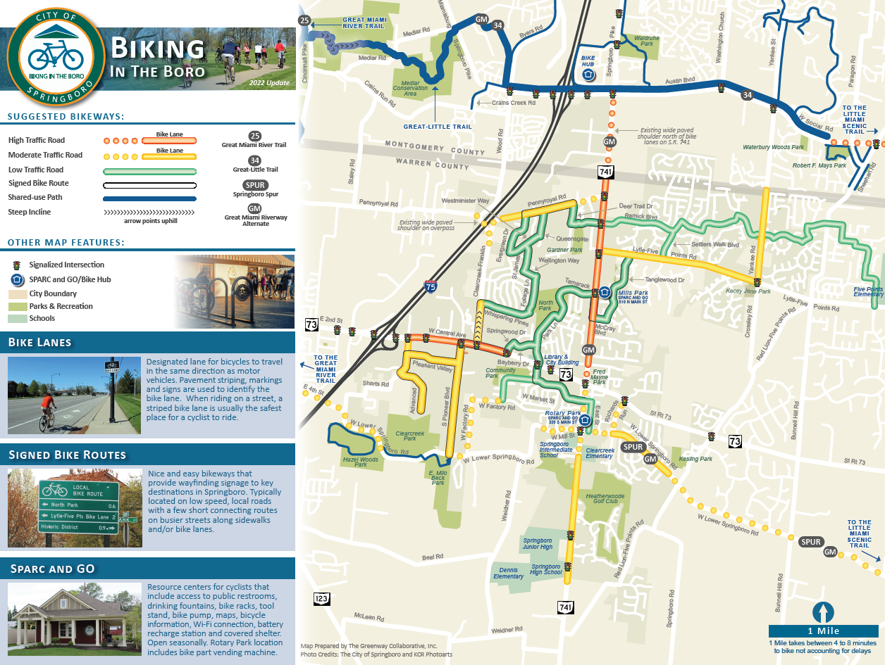 Screenshot of the front side of the Springboro Biking to the Boro Pocket Guide